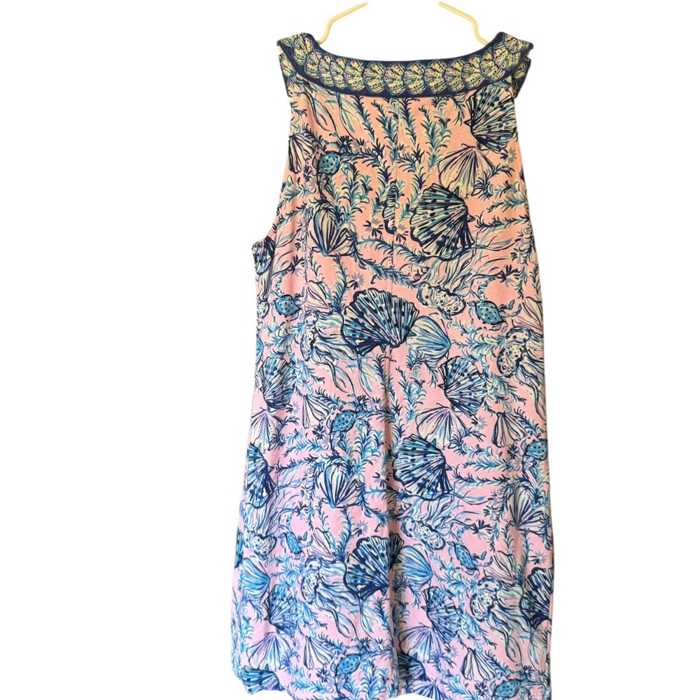 Lilly Pulitzer Sleeveless Pink & Blue Printed V-Neck Dress - Picture 3 of 12